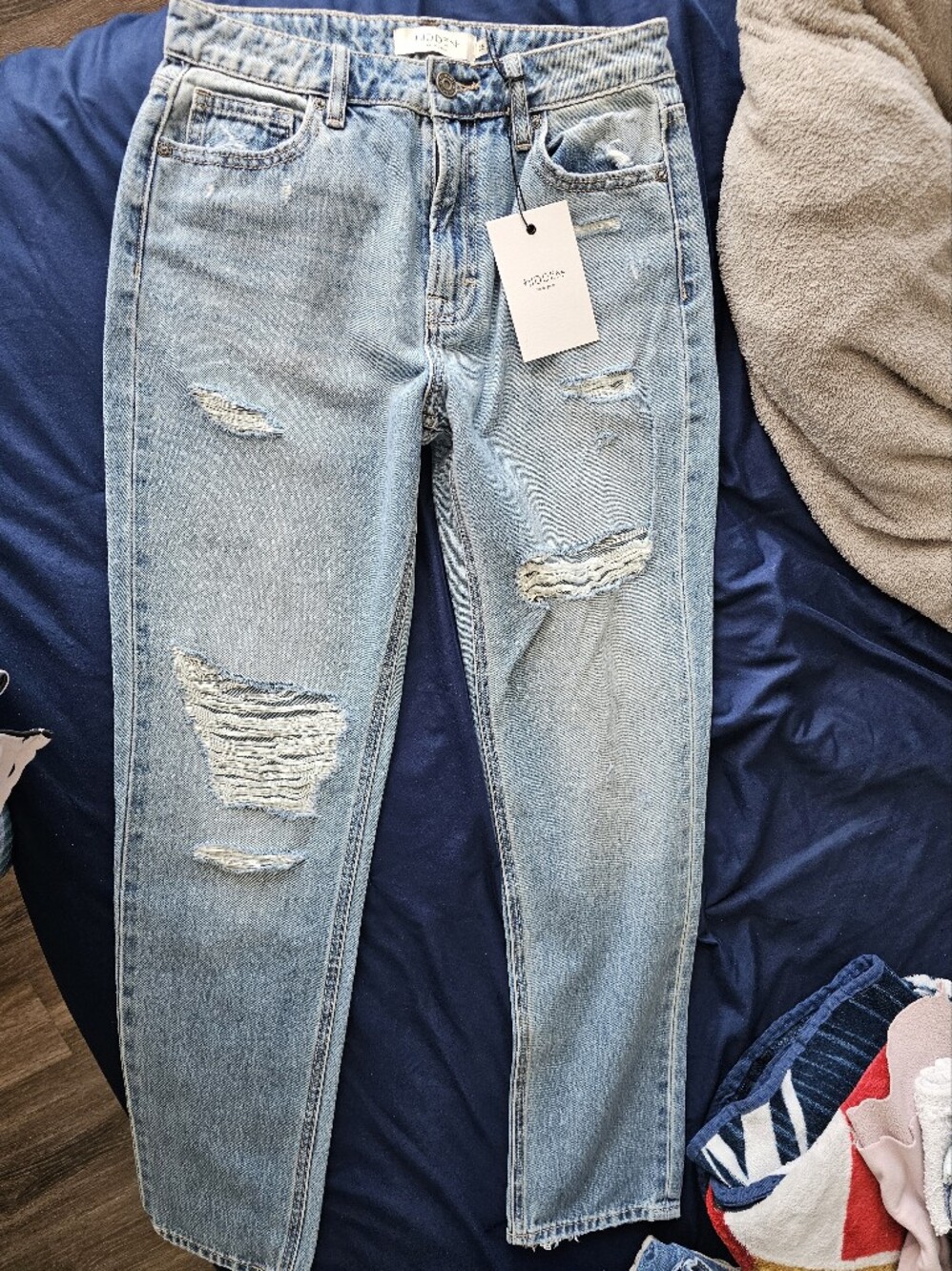 Light Blue Distressed Straight Leg Women’s Jeans